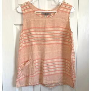 Flax 100% linen peach coral Lagenlook sleeveless top size small